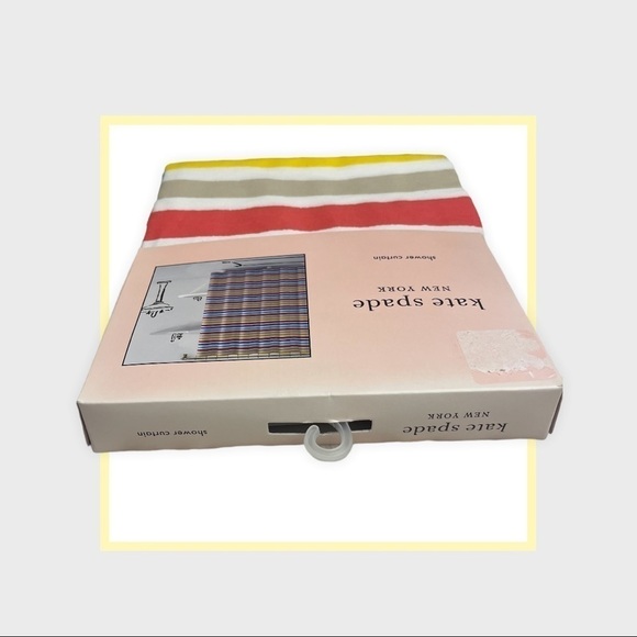 Nwt 🏷‎ KATE SPADE Painted Stripe Multicolored Rainbow Bathroom Shower Curtain - Picture 6 of 6